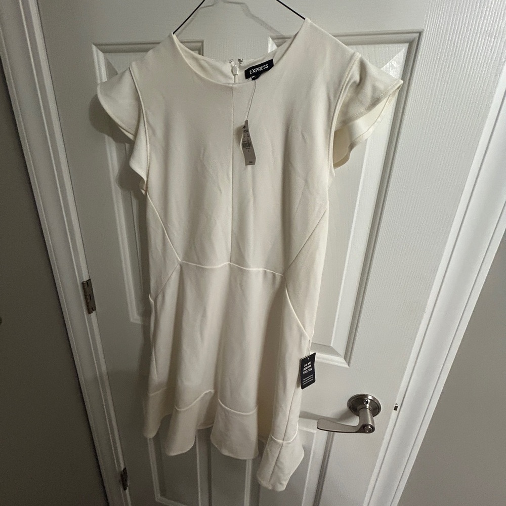 Express White Ruffle Mini Dress - Picture 4 of 6